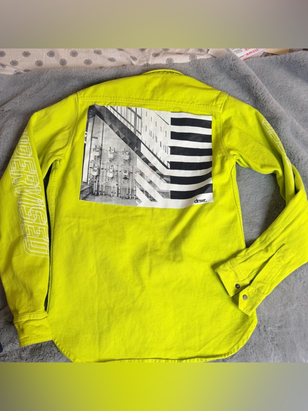 Zara DNWR "Supervised" Neon Denim Shirt Jacket size Small